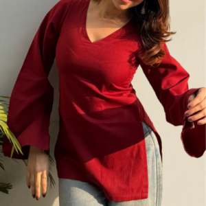 Red Solid Kurti