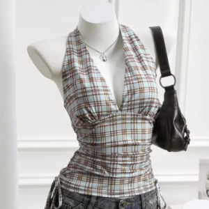 Gingham Halter Neck Top